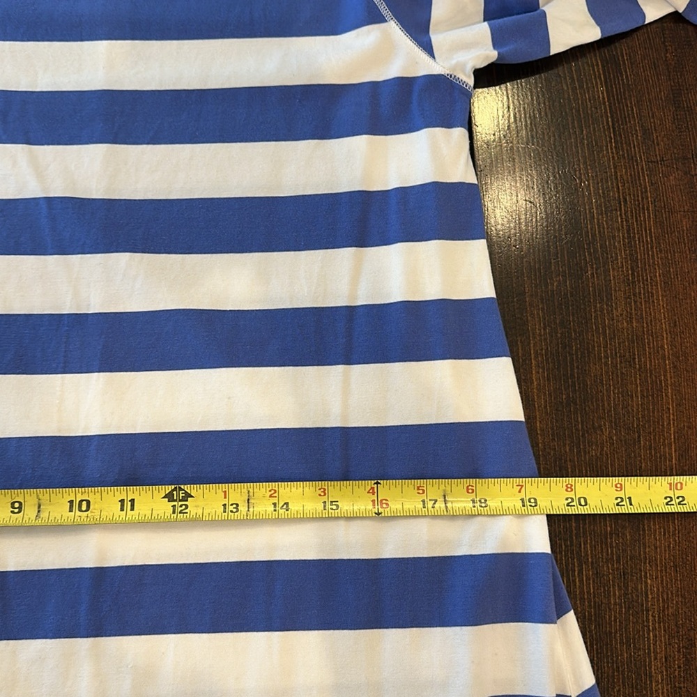 Tyler Boe Alexa white/corsican blue striped 3/4 sleeves cotton blend M dress - Picture 12 of 14
